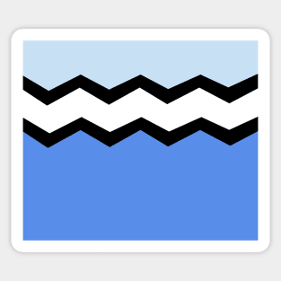 Abstract zigzag - blue, black and white. Sticker